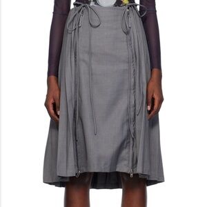 Nodress Grey Pleated Midi Skirt